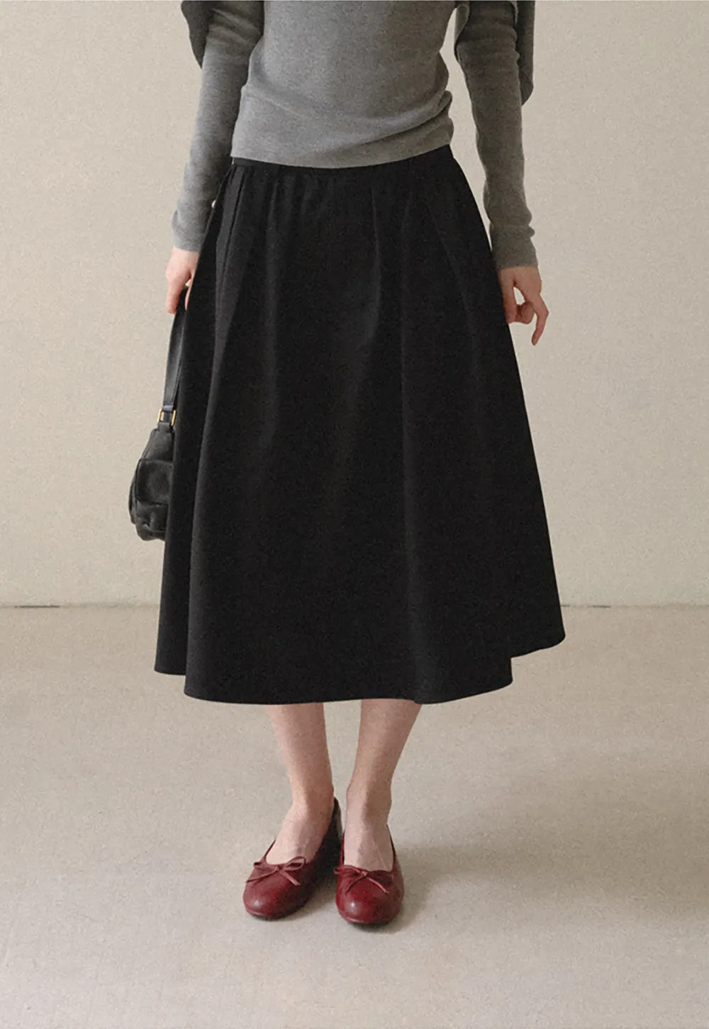 A-Line Pleated Midi Skirt