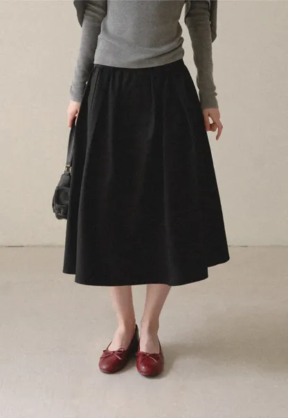 A-Line Pleated Midi Skirt