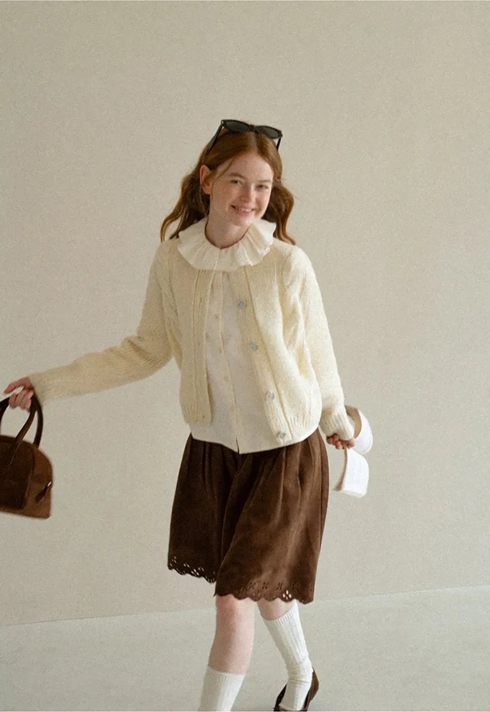 Pleated Skirt with Laser Cut Floral Hem