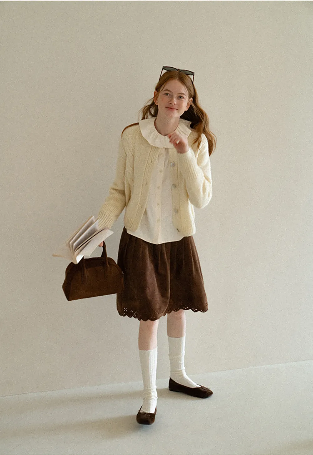 Pleated Skirt with Laser Cut Floral Hem