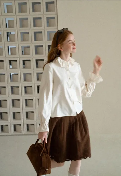 Pleated Skirt with Laser Cut Floral Hem