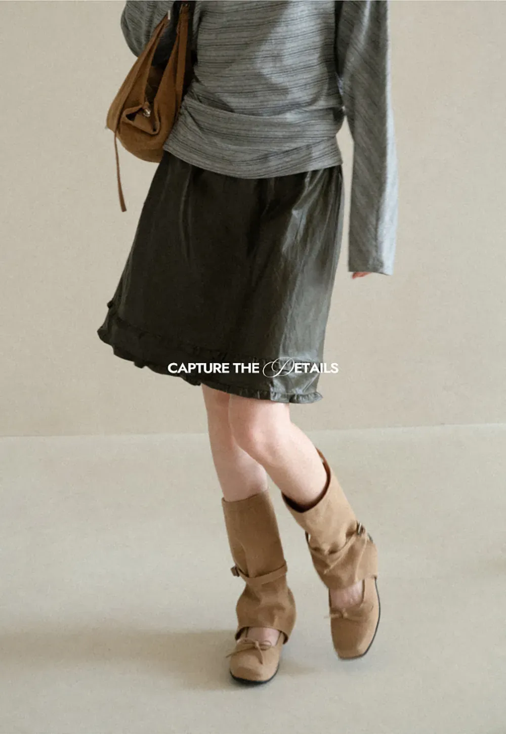 Ruffled Hem Pleated Skirt