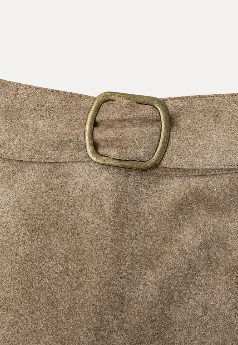 Suede Mini Skirt with Belted Waistband