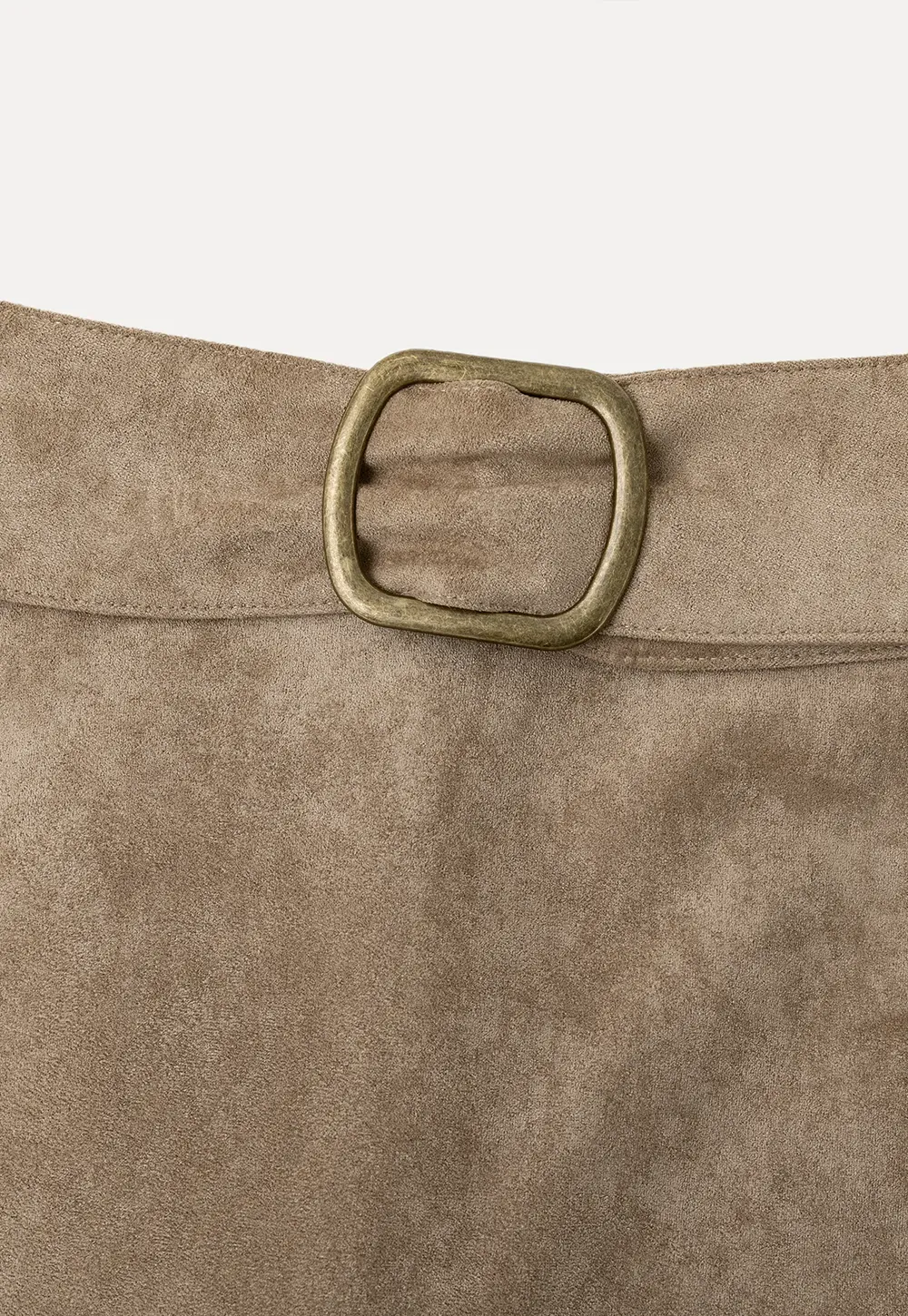 Suede Mini Skirt with Belted Waistband