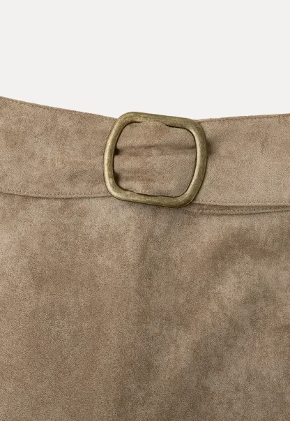 Suede Mini Skirt with Belted Waistband