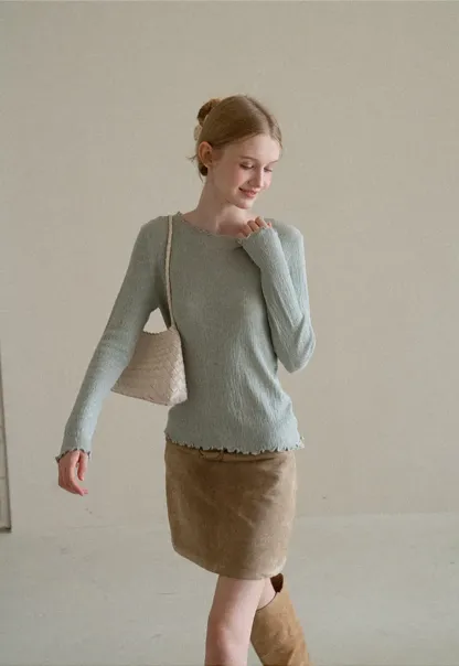 Suede Mini Skirt with Belted Waistband