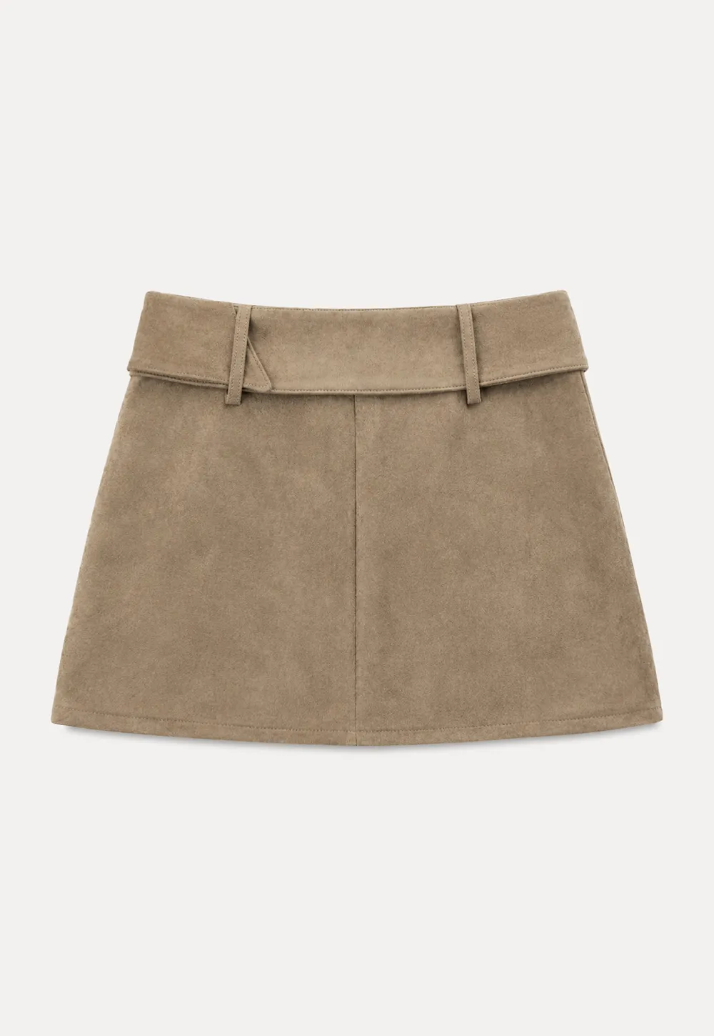 Suede Mini Skirt with Belted Waistband