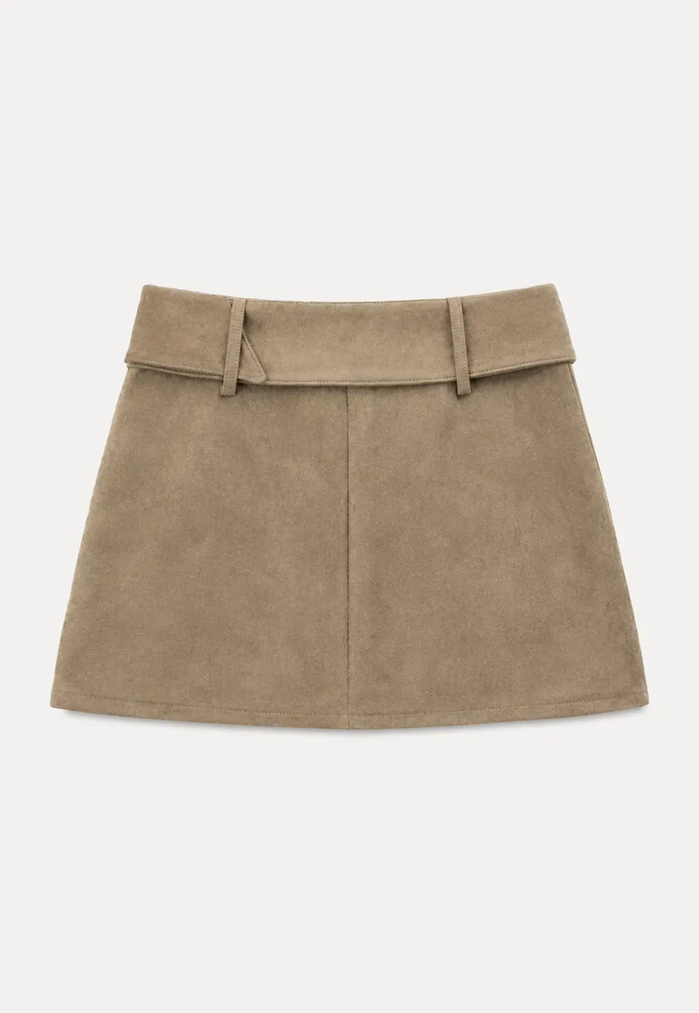 Suede Mini Skirt with Belted Waistband