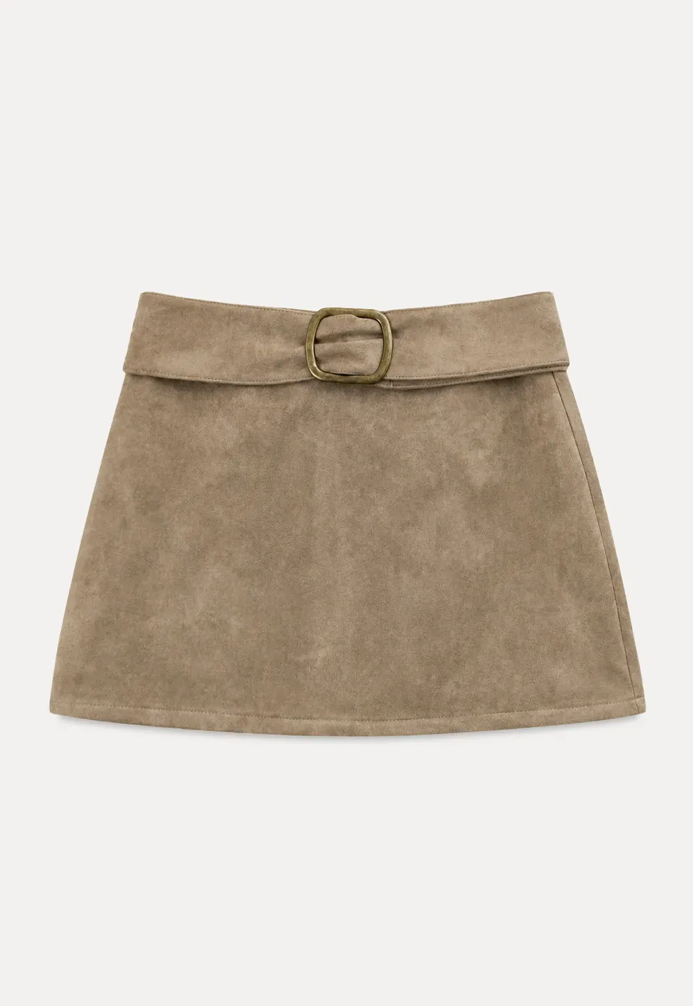 Suede Mini Skirt with Belted Waistband