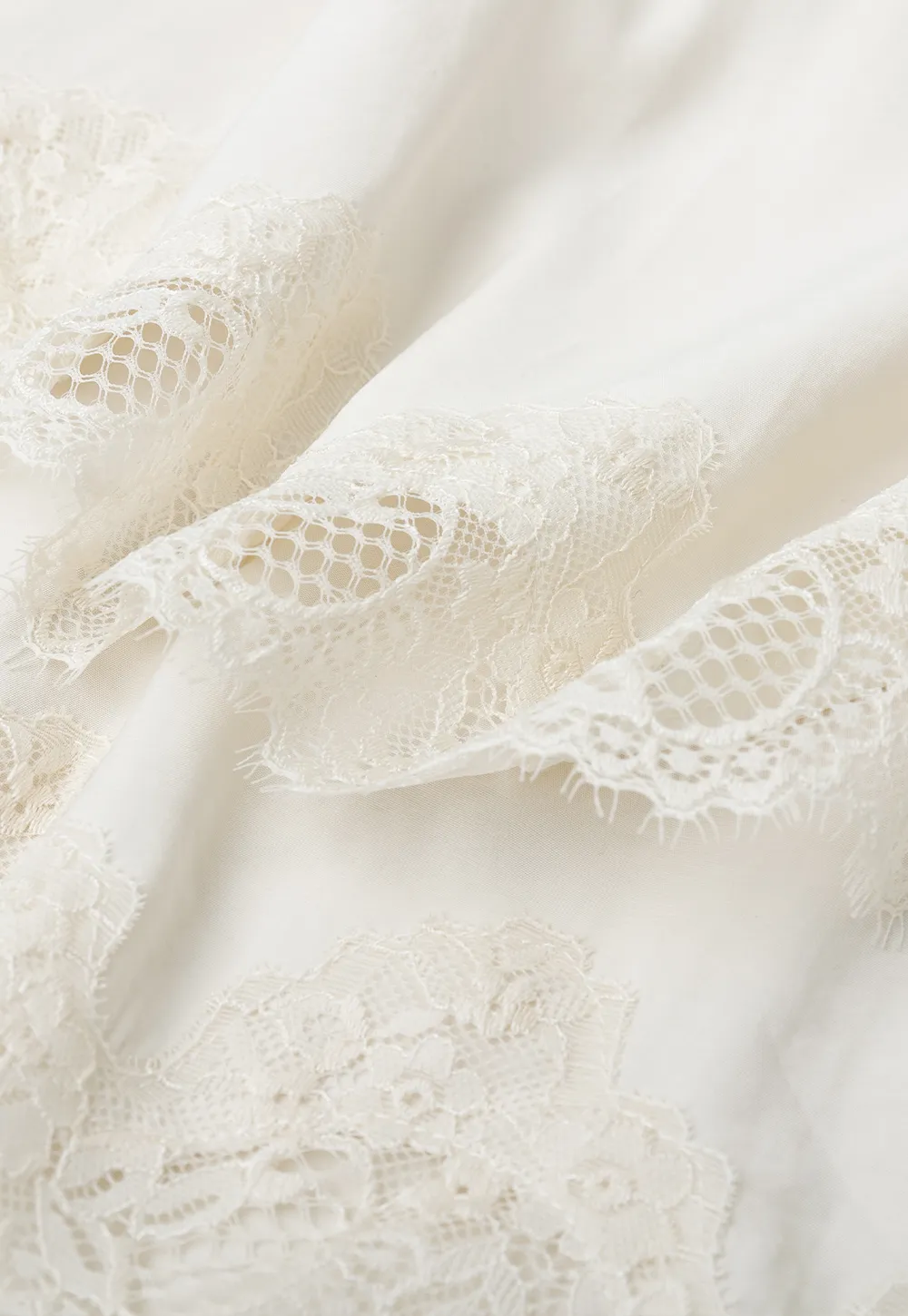 Lace Trim Flared Midi Skirt