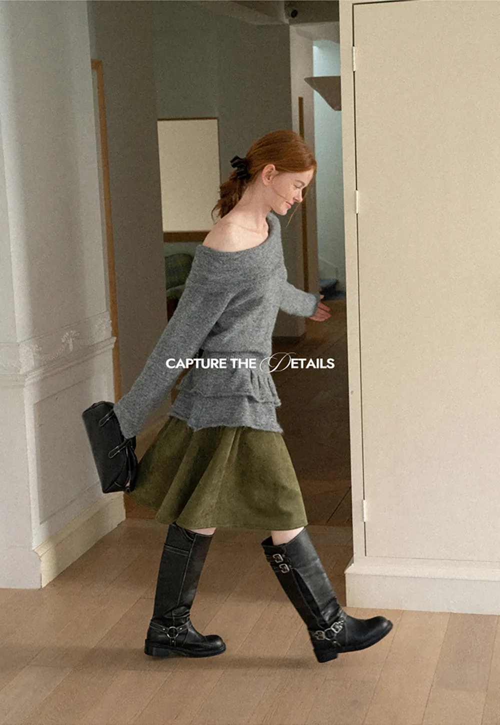 Tiered Suede Midi Skirt
