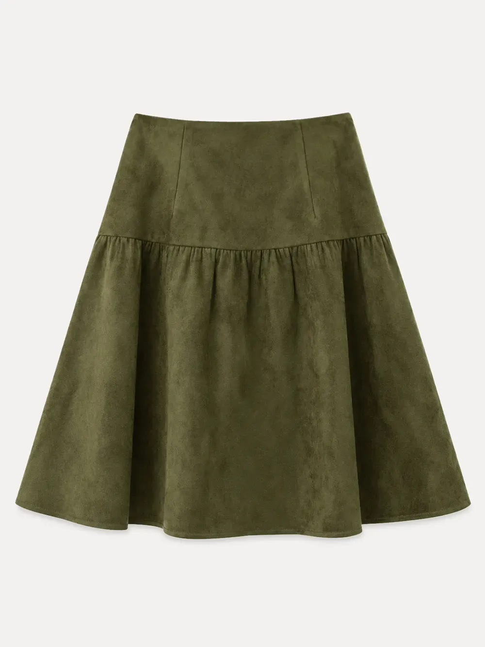Tiered Suede Midi Skirt