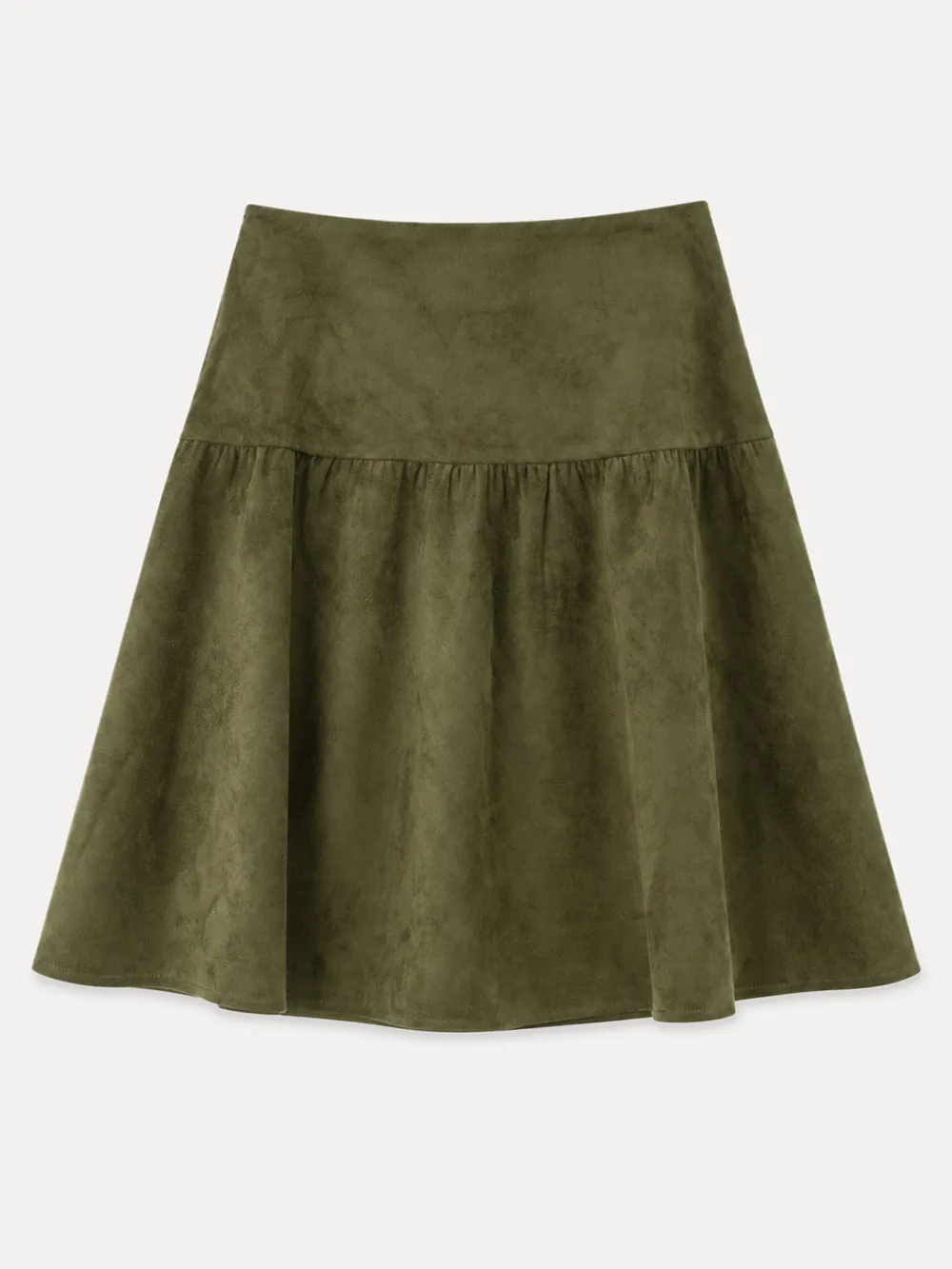 Tiered Suede Midi Skirt