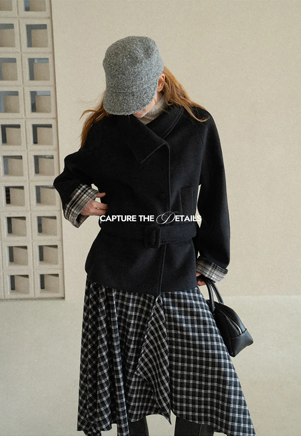 Asymmetrical Hem Plaid Midi Skirt