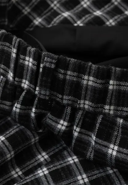 Asymmetrical Hem Plaid Midi Skirt