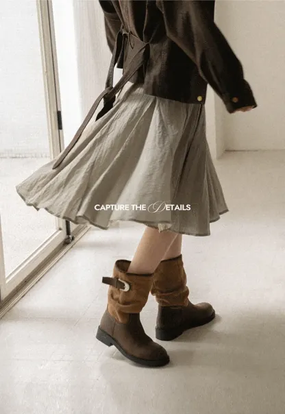 Pleated A-Line Midi Skirt
