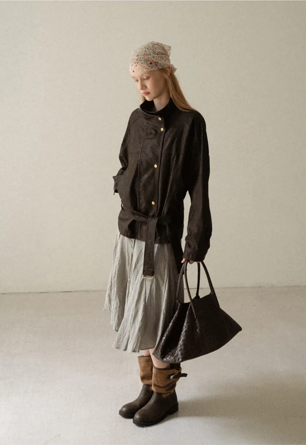 Pleated A-Line Midi Skirt