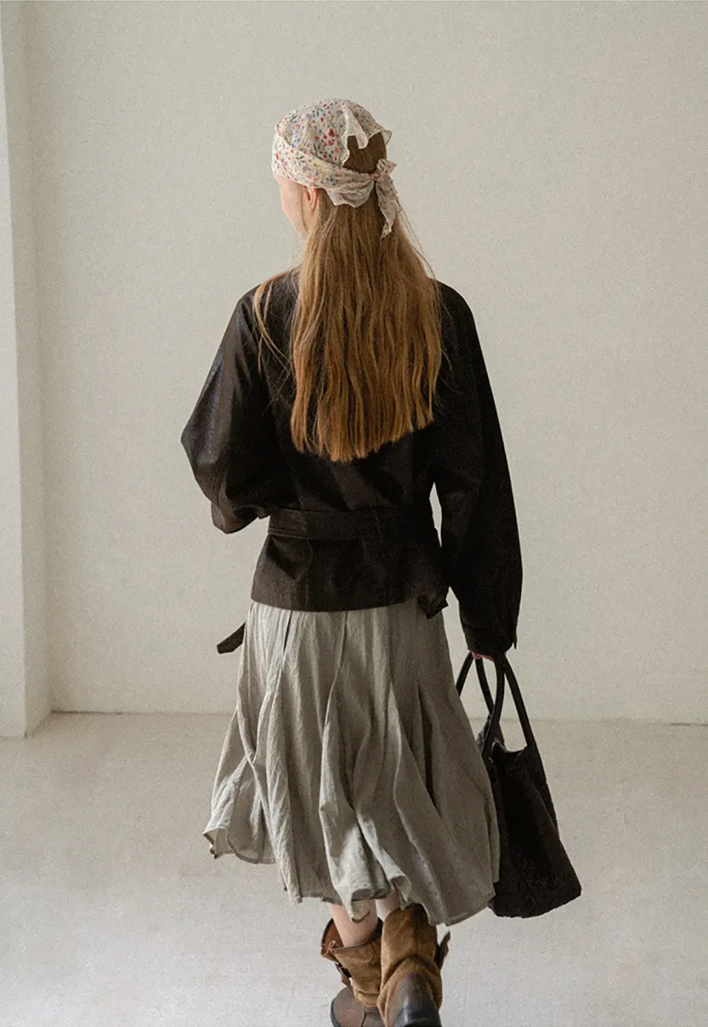 Pleated A-Line Midi Skirt