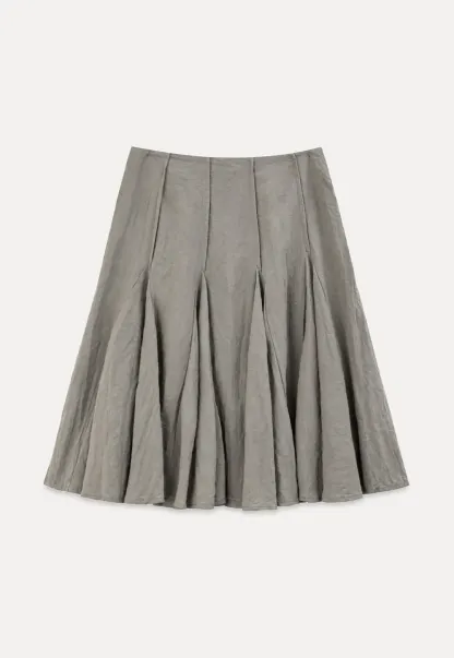 Pleated A-Line Midi Skirt