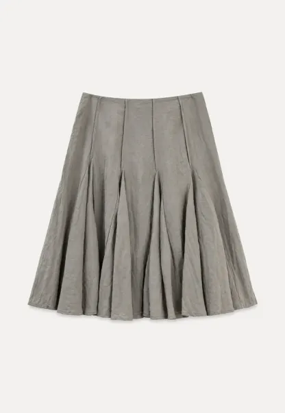 Pleated A-Line Midi Skirt