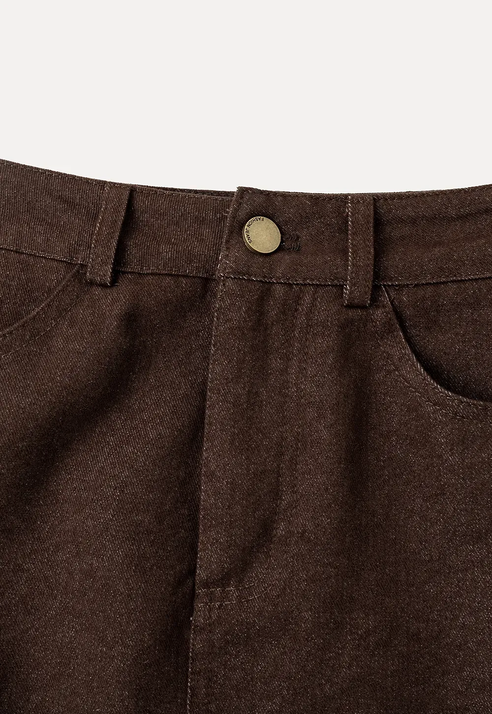 Rolled Hem Denim A-Line Skirt