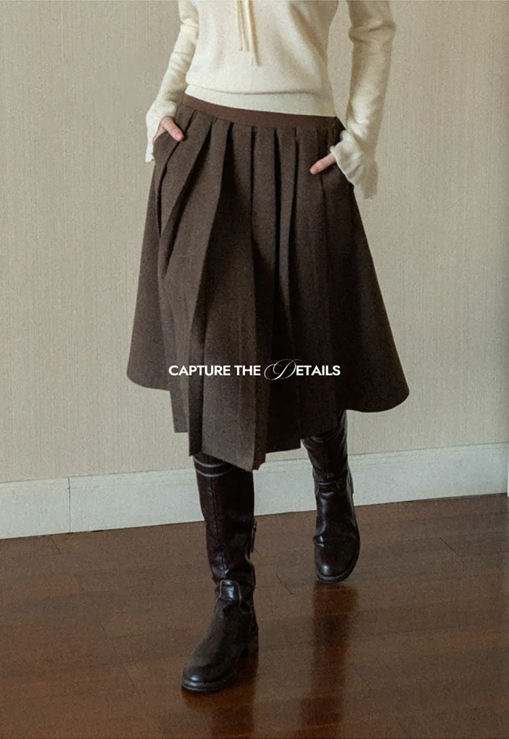 Pleated A-Line Midi Skirt