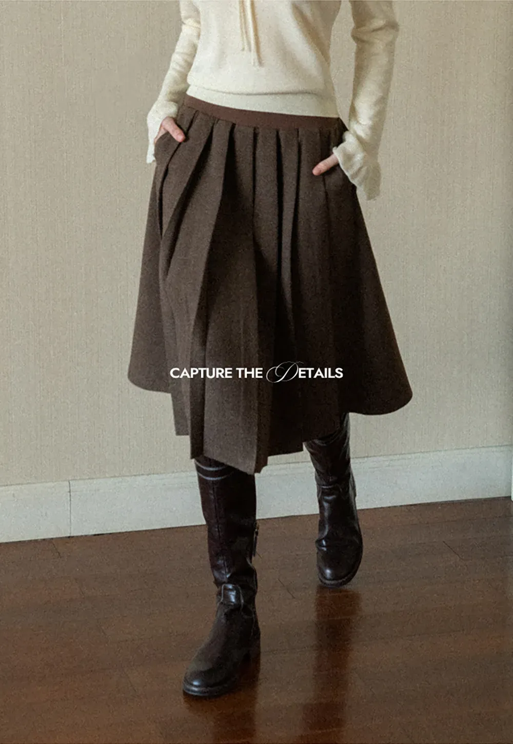 Pleated A-Line Midi Skirt