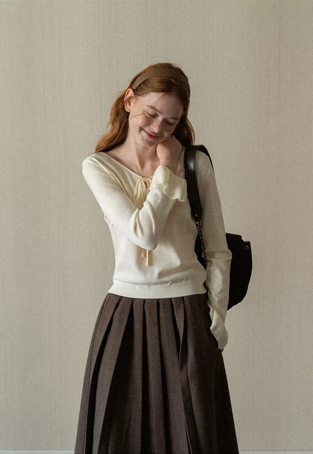 Pleated A-Line Midi Skirt