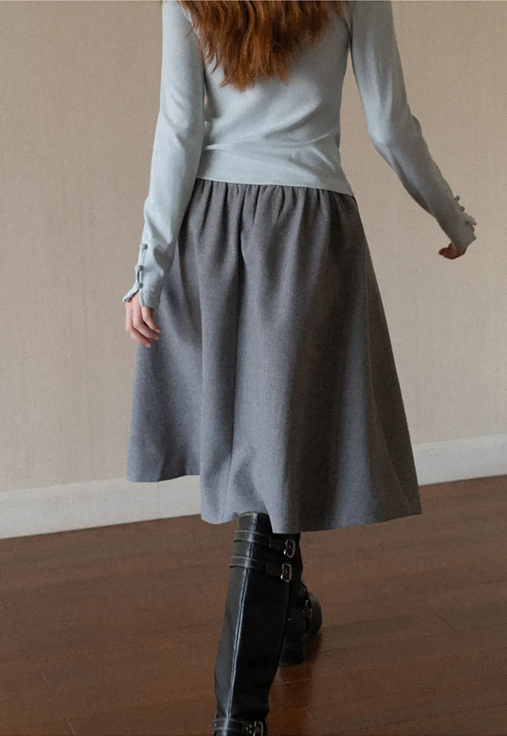 Pleated A-Line Midi Skirt