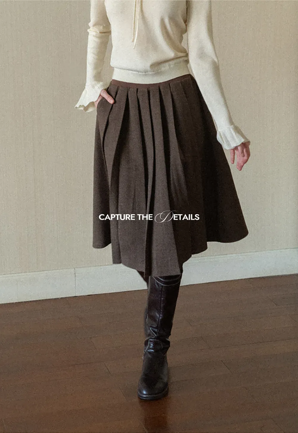 Pleated A-Line Midi Skirt