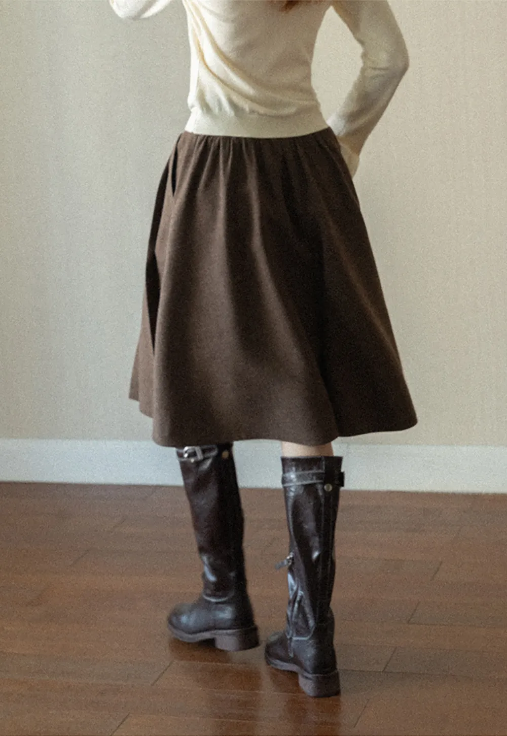 Pleated A-Line Midi Skirt
