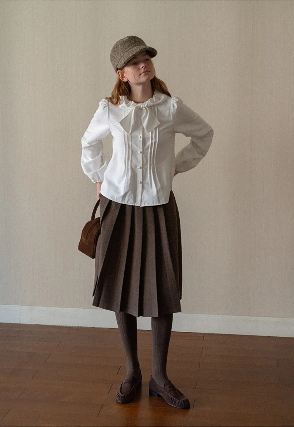 Pleated A-Line Midi Skirt