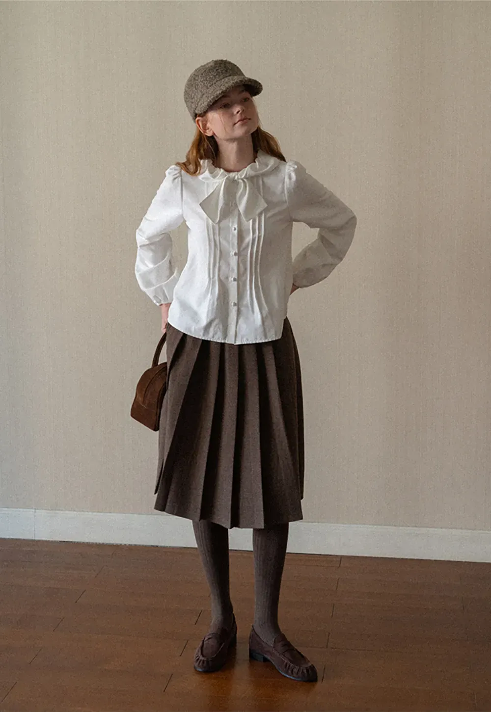 Pleated A-Line Midi Skirt
