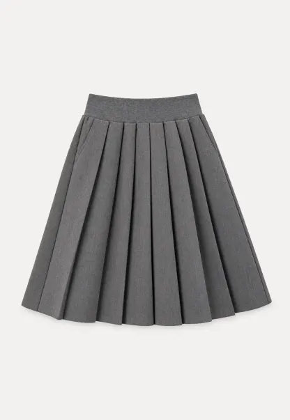 Pleated A-Line Midi Skirt