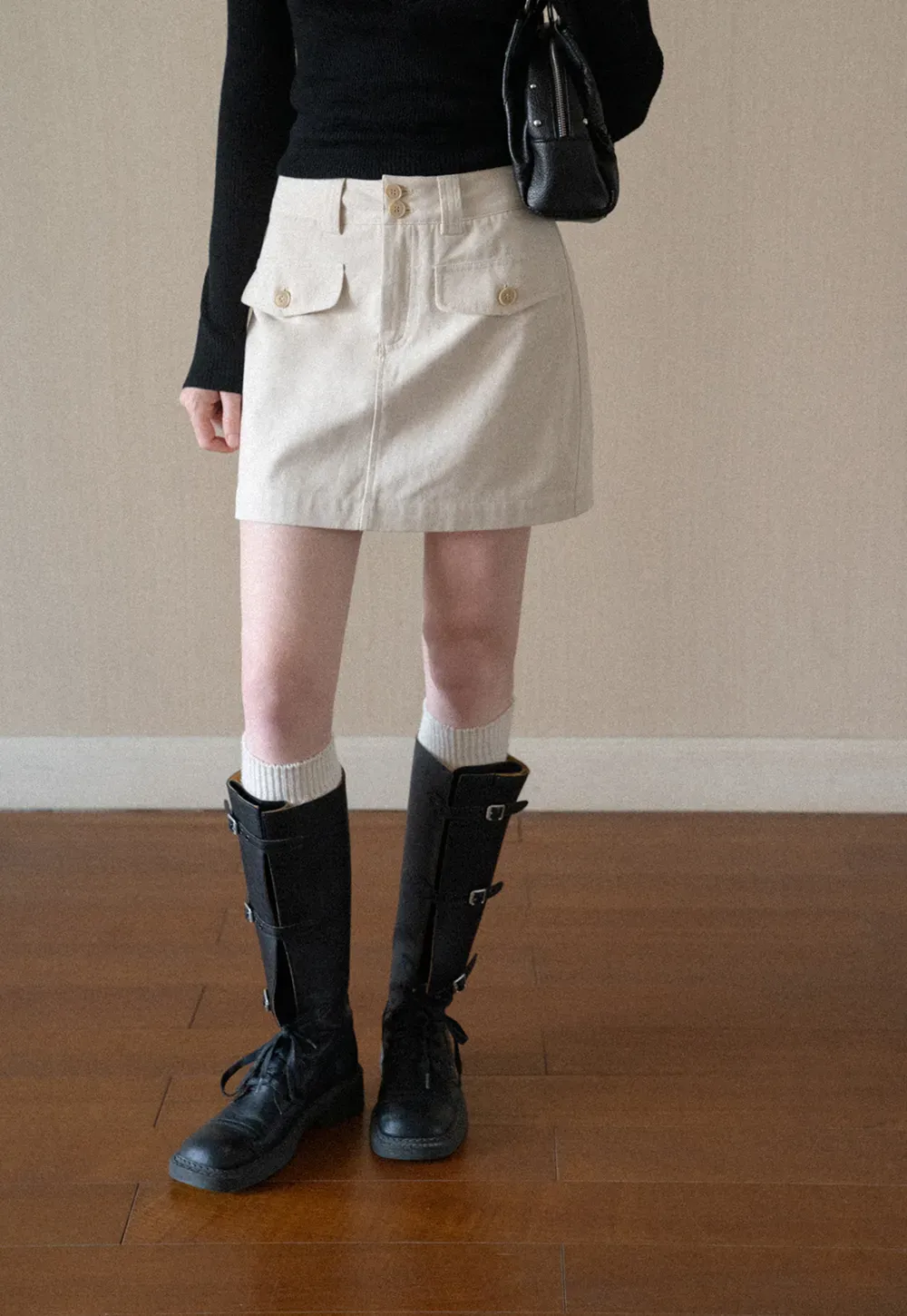 High Waist Utility Pocket Mini Skirt