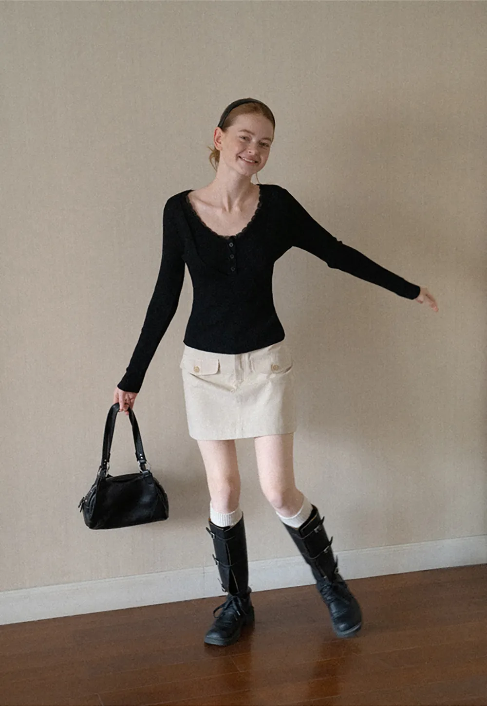 High Waist Utility Pocket Mini Skirt