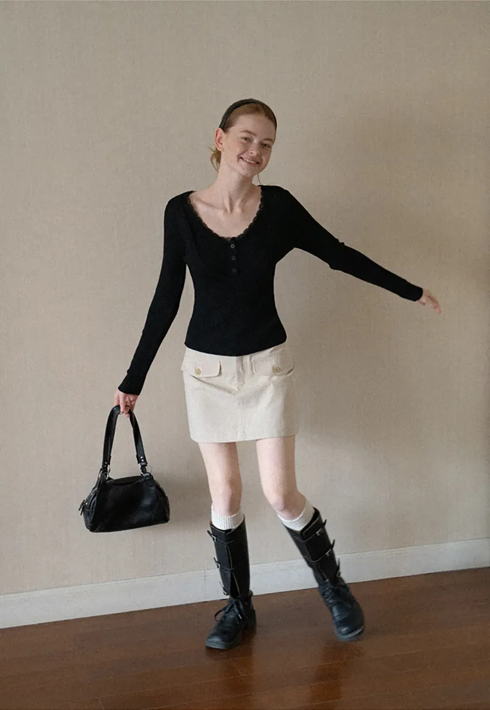 High Waist Utility Pocket Mini Skirt
