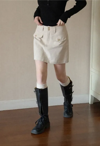 High Waist Utility Pocket Mini Skirt
