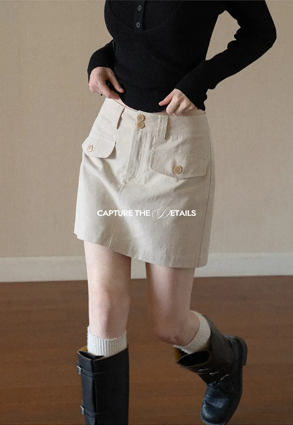 High Waist Utility Pocket Mini Skirt