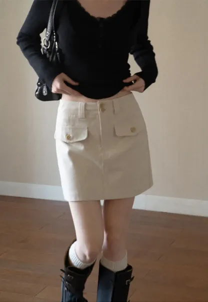 High Waist Utility Pocket Mini Skirt