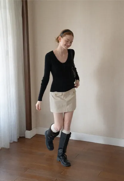 High Waist Utility Pocket Mini Skirt