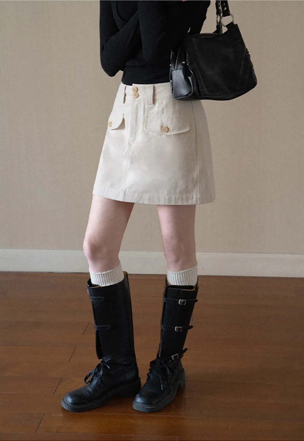 High Waist Utility Pocket Mini Skirt