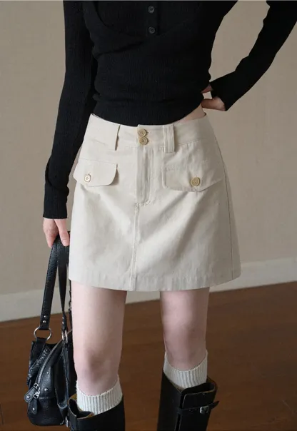 High Waist Utility Pocket Mini Skirt