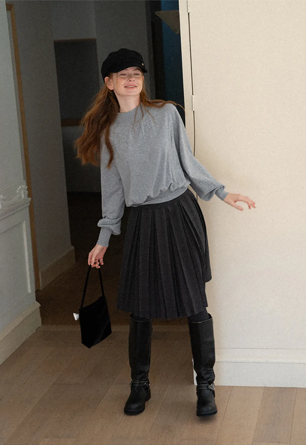 Pleated High Waist Skirt