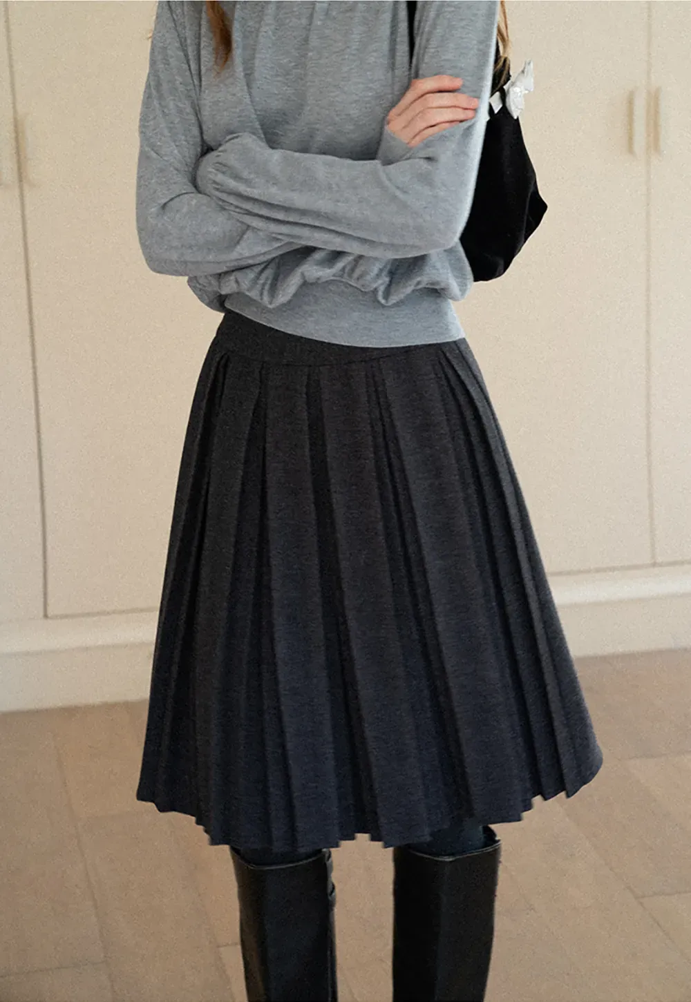 Pleated High Waist Skirt