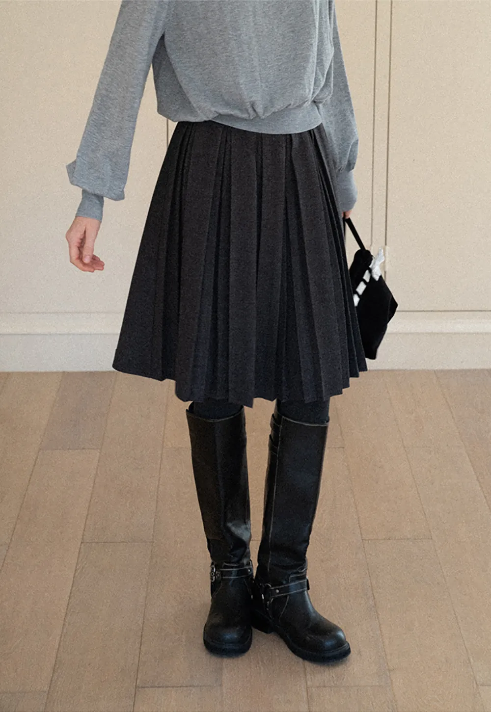 Pleated High Waist Skirt