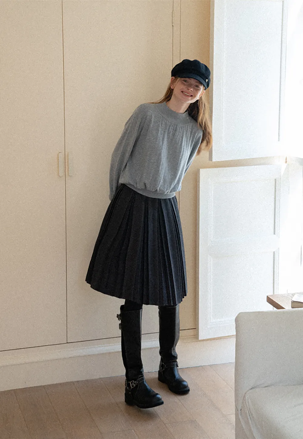 Pleated High Waist Skirt