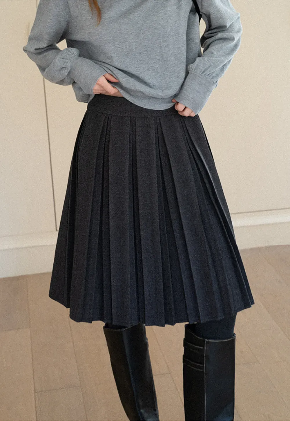Pleated High Waist Skirt