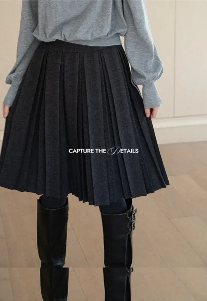 Pleated High Waist Skirt