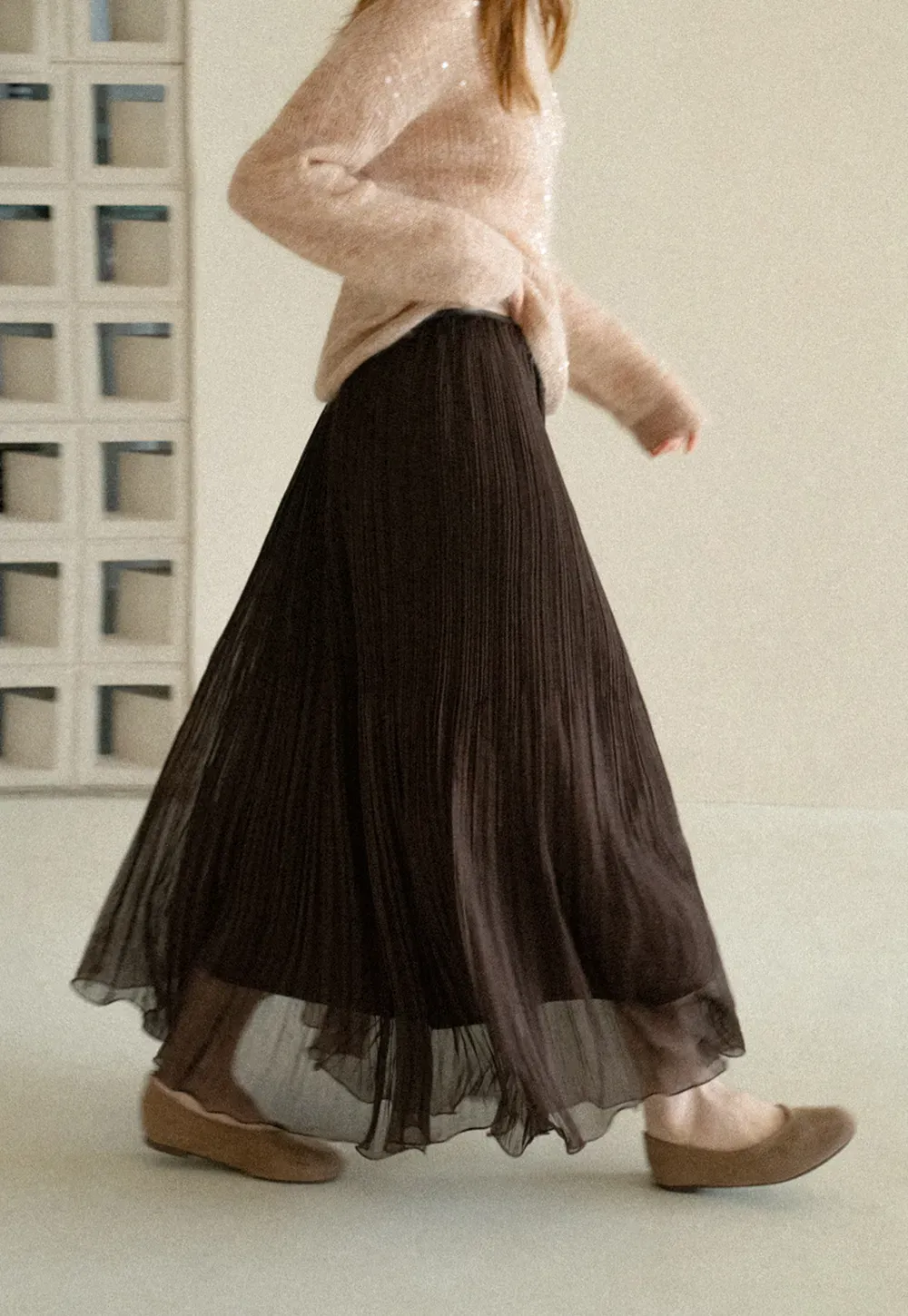 Pleated Layered Tulle Skirt